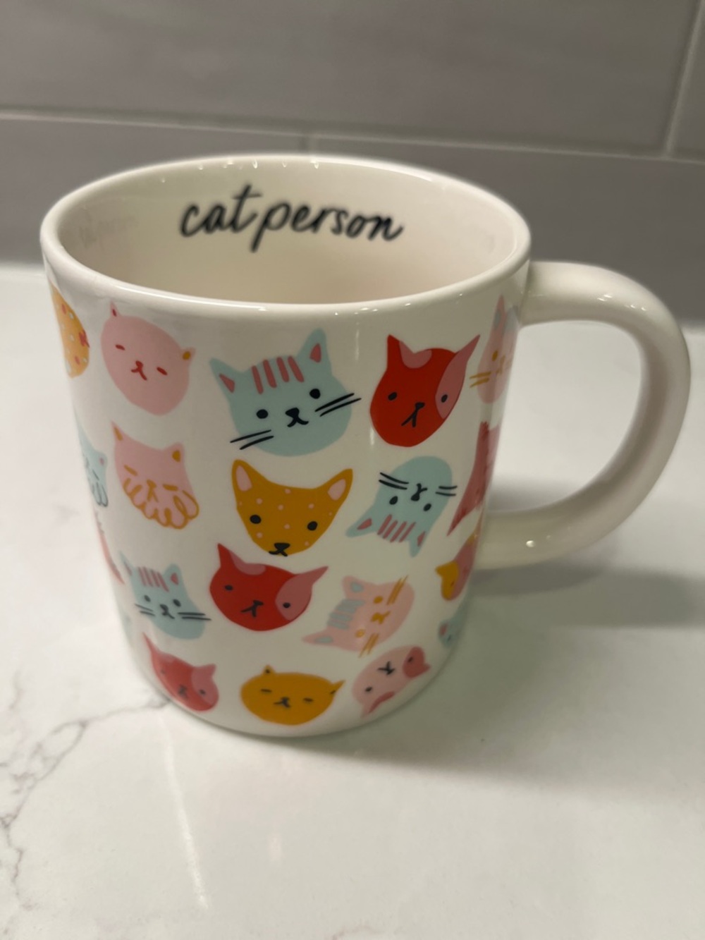 Cat Person Ceramic Mug - Multicolor Cat Faces